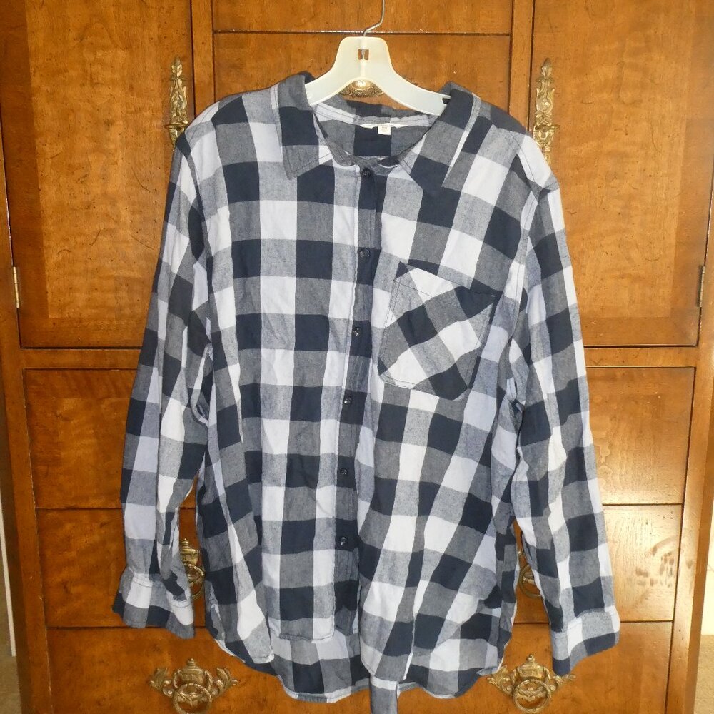 Time & Tru Plaid Flannel Button Down Shirt Women’s Size 3X